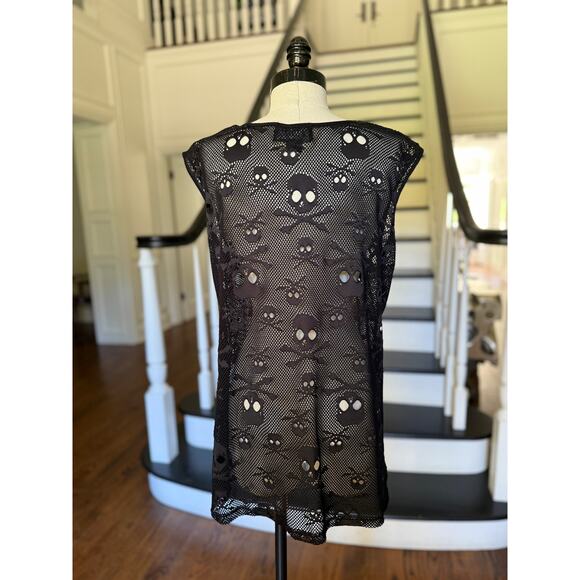Vintage TRIPP NYC Skull Black Tank Top Goth Punk Rave Grunge Cosplay Techno - Picture 7 of 12